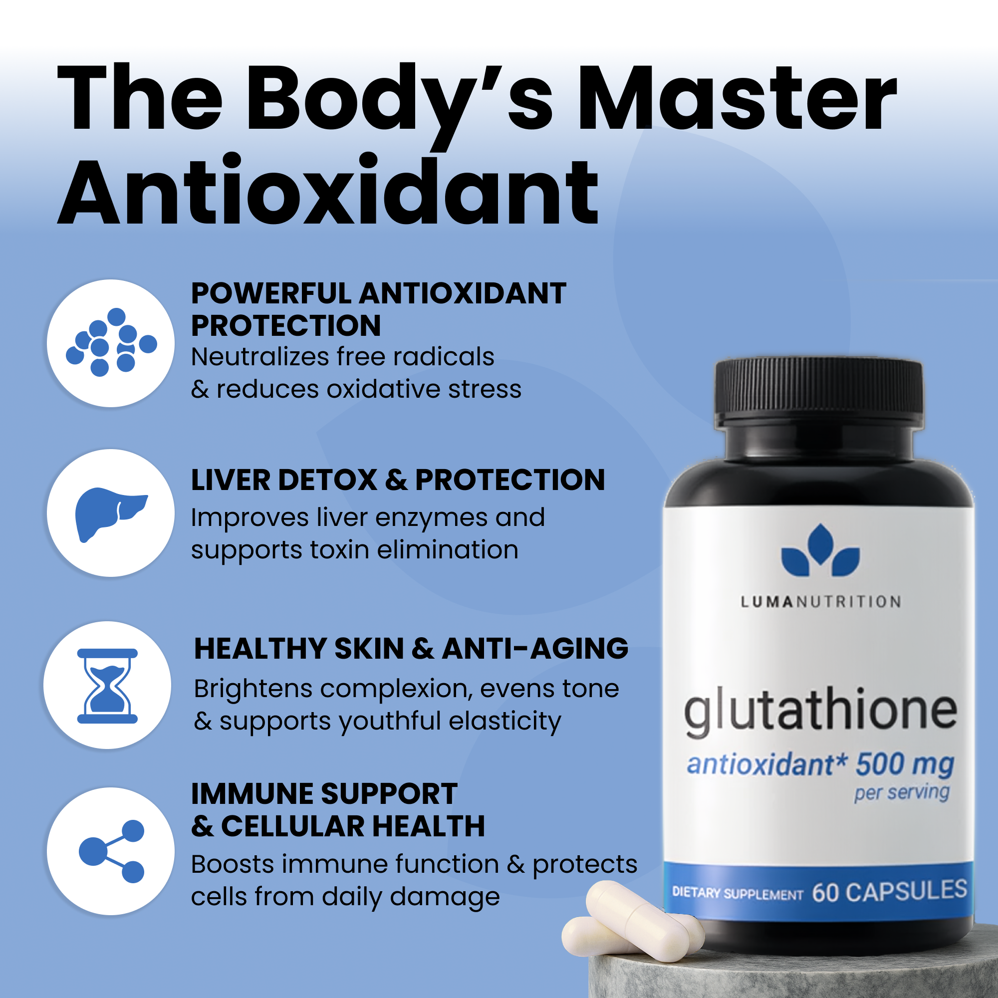 Glutathione - Best Glutathione Supplement - LUMA NUTRITION Glutathione - Best Glutathione Supplement - LUMA NUTRITION
