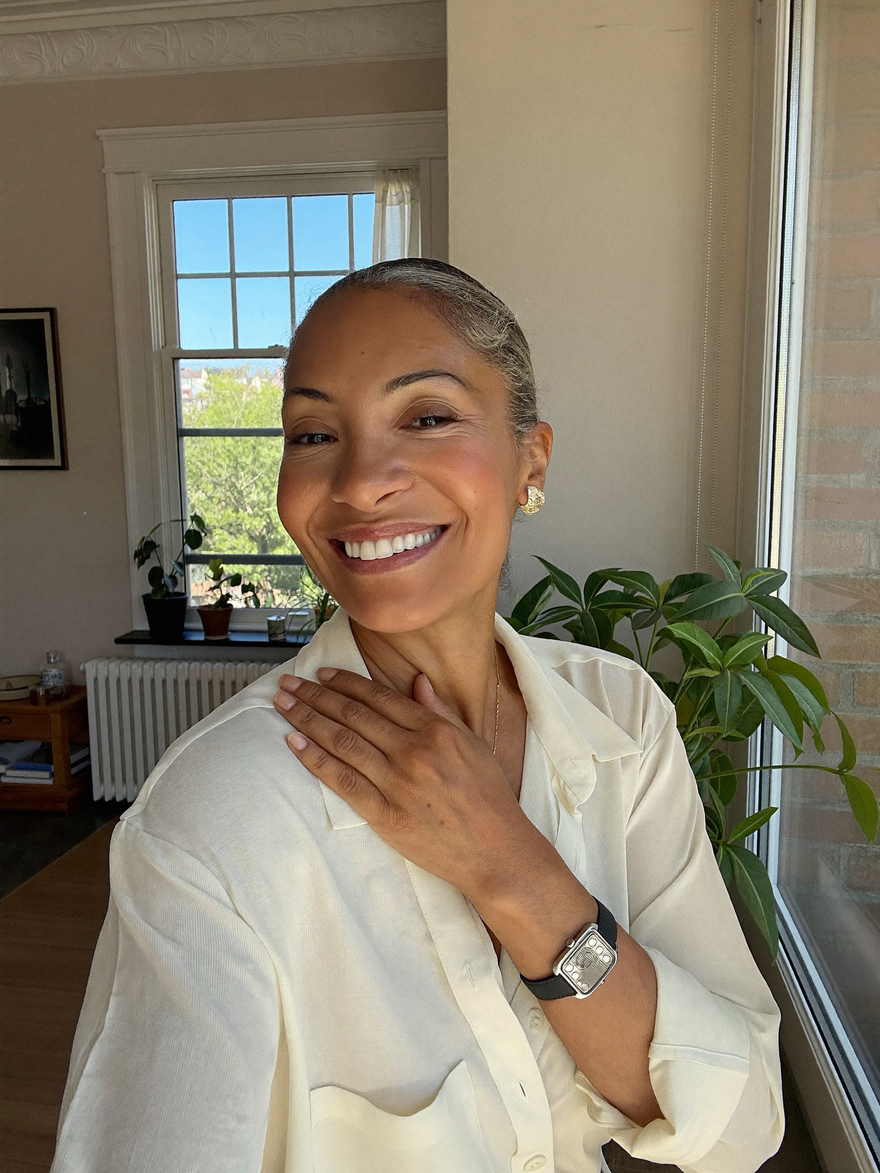 Woman feeling supported and energetic at home