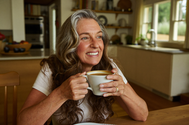 Real customer enjoying tea at home
